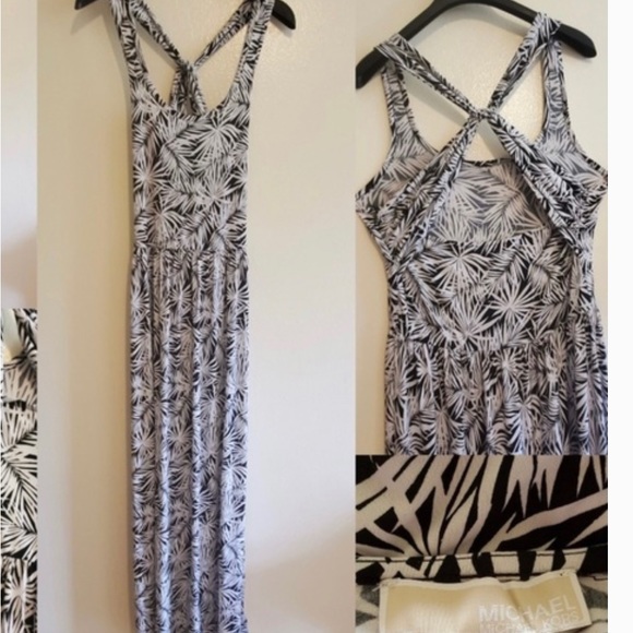 Michael Kors Pompano Palm Leaf Back Twist Maxi. - Picture 8 of 9